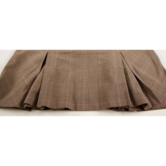 Ann Taylor Plaid Skirt Women Size 10 Brown Pink Pleated Career Office - Picture 7 of 7